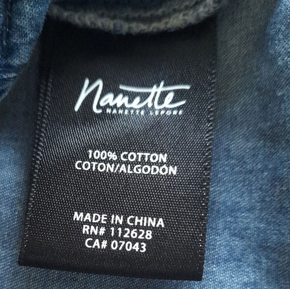 Nanette Lepore Denim Jean Top Womens Large Snap Western Cowgirl - Picture 10 of 13